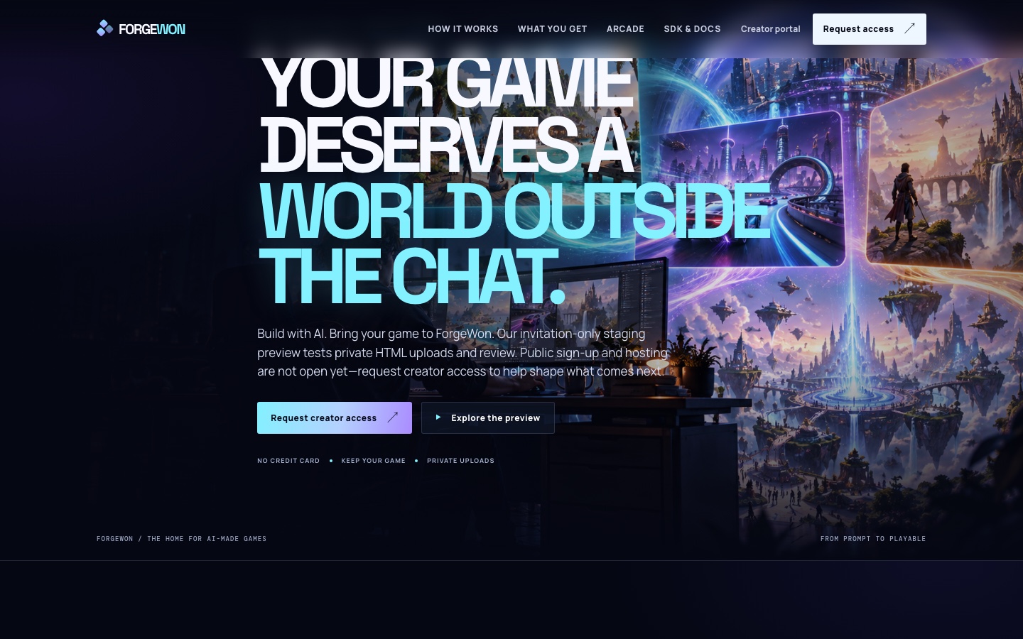 ForgeWon — a home for AI-made games